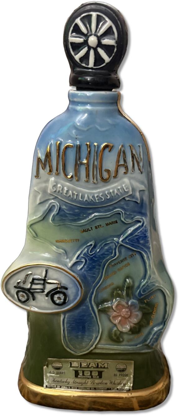 1972 Jim Beam Michigan State Decanter Regal China Empty Bottle 12” C. Miller